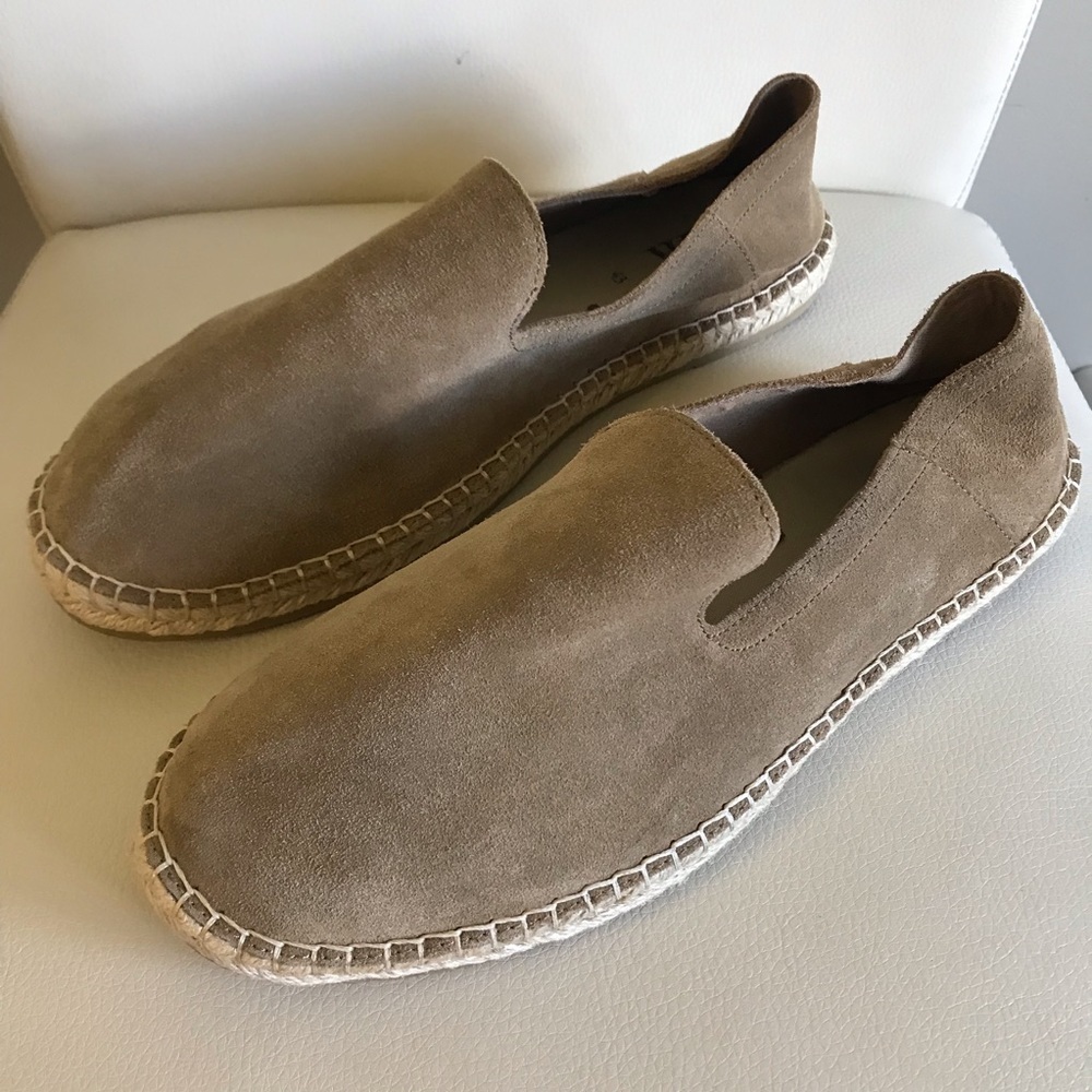 Zara Suede Leather Slip On Espadrilles Mens Tan Cream Size 43